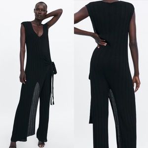 Zara NWOT tie wrap knit jumpsuit